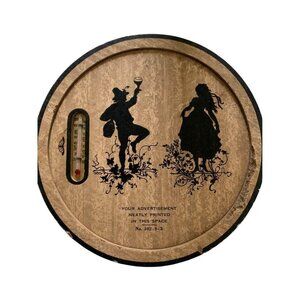Vintage Sample Advertising Silhouette Thermometer Wall Art 8" Rustic Charm Décor